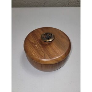 Solid Walnut Round Wooden Trinket Box 3"x6"